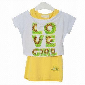 Quality Hot Selling 2-piece Kid's T-shirt, Made of 100% Cotton, with Printing for sale