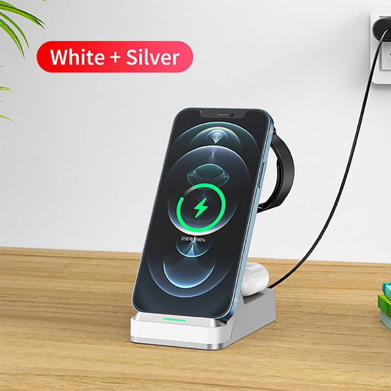 Quality 3 In 1 Desktop Wireless Charger 15W Fast Charging For Apple Watch Headset for sale
