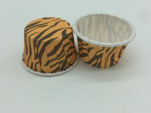 Quality High Temp PET Baking Cups , Food Grade Zebra Print Cupcake Liners Curry Color for sale