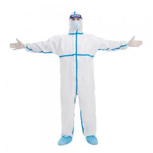 Quality 55-70gsm Disposable Protective Coverall , M-4XL White Disposable Microporous Coveralls With Hood for sale