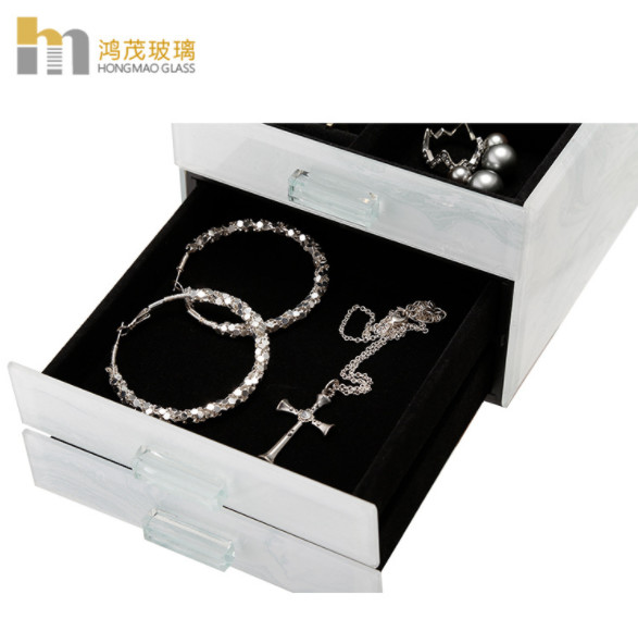 Quality Anti Scratch Jewelry Organizer Box / Glass Jewelry Box For Necklaces for sale
