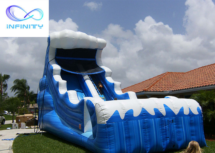Quality Commercial 6.5 Meters High Blue Wavy Inflatable Water Slide For Outdoor Summer Fun for sale