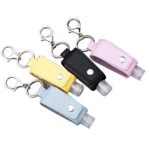 Quality Portable 30ml PU Leather Hand Sanitizer Holder For Keychain Perfume Travel for sale