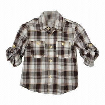 Quality Boy's Shirt, Made of 100% Cotton, Comes in Fashionable Design, with Buttons for sale