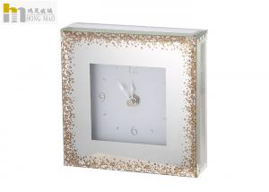 Quality Table Decor Square Mirrored Desk Clock With Small Rhinestone Eco Friendly for sale