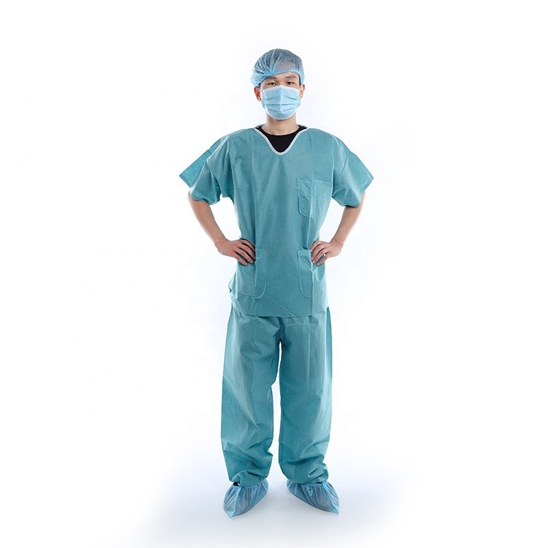 Quality Blue Green SMS PP PE Medical Nurse Clothing Scrub Suit for sale