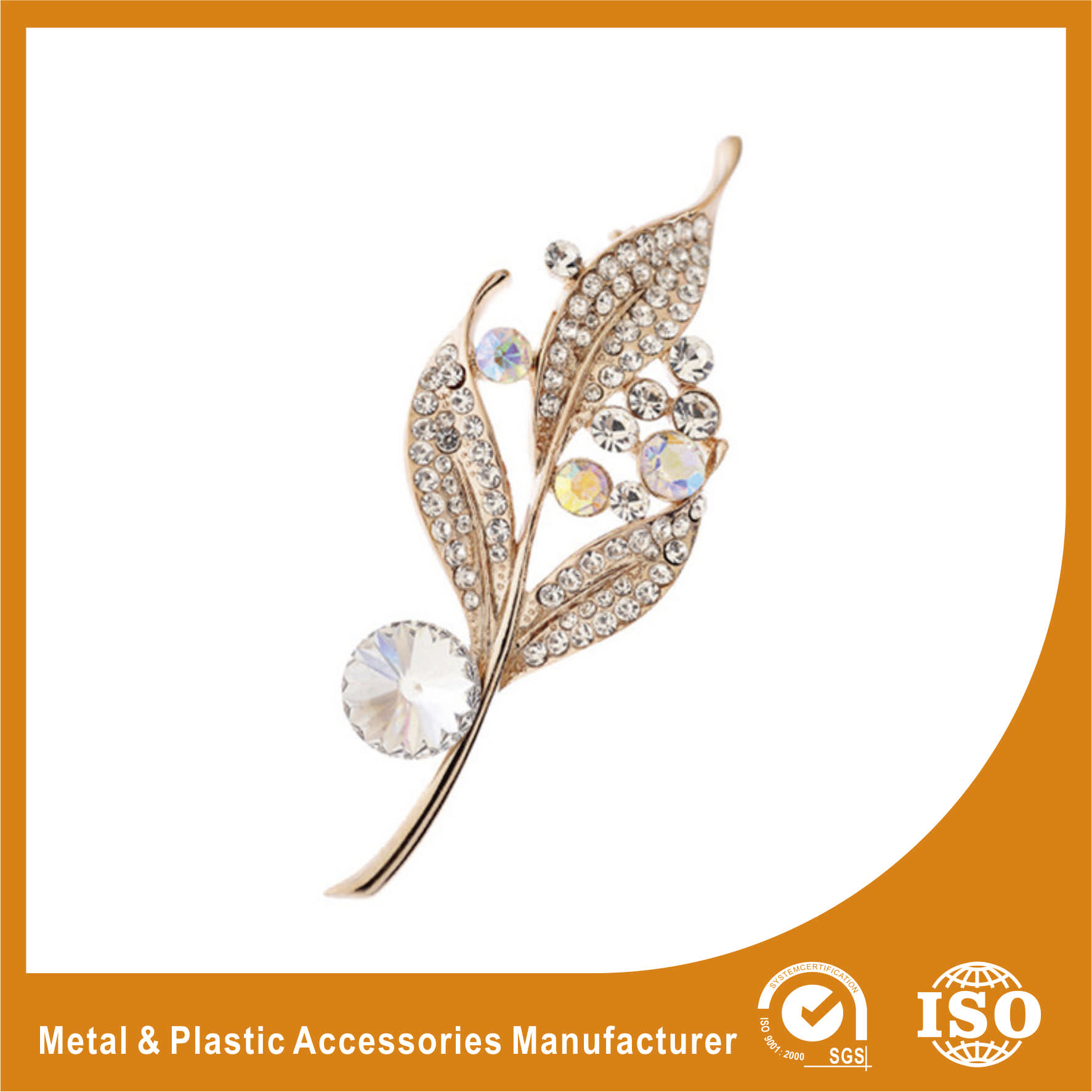 Quality Alloy / Silver Leaf Shape Jewellery Brooches For Wedding Dress for sale