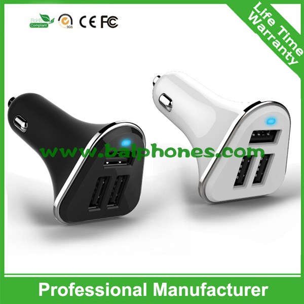 Quality New Design 5.2A 3USB Car Charger for iPhone for iPad for Tab for sale