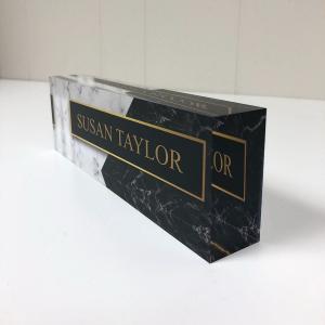 Quality Black Desk Laser Cut Acrylic Name Plate For Company Display for sale