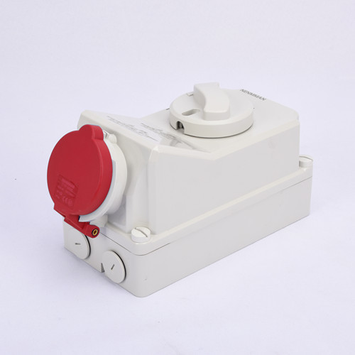 Quality IP44 380V 32A Industrial Power Socket Waterproof With Switch Mechanical for sale