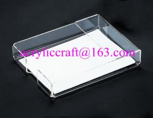 Quality Lucite Tabletop Organizer Acrylic Notepad Holder Clear Plexiglass Memo Pad Holder for sale
