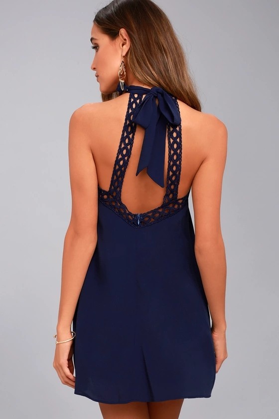 Quality sexy backless halter lady dress for sale