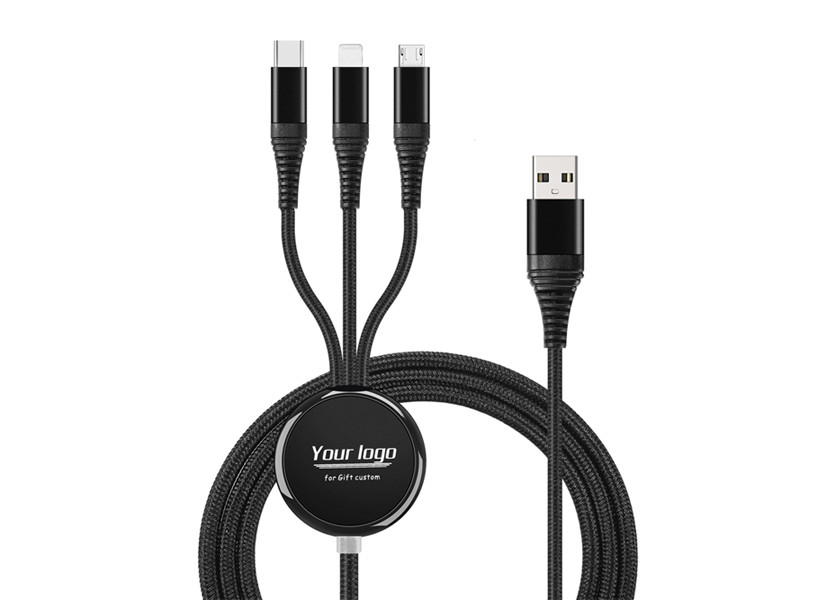 Quality Nylon Braided USB 115cm 3 In 1 Fast Charging Cable OEM Black Color for sale