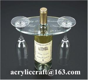 Quality Personalized Engraved Transparent Oval Acrylic Two Wine Glass Holder for sale