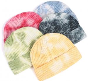 Quality Women'S Tie Dye 100 Acrylic Beanies And Caps Cuffed Warm Winter Knit Watch Hat Skull Cap for sale