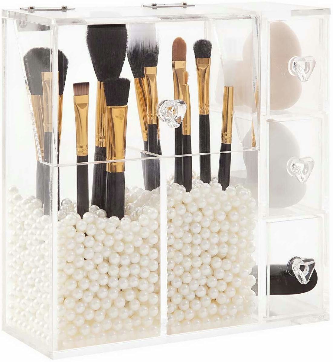 Quality Non Toxic Acrylic Dust Cover Clear Acrylic Makeup Organizer With Brush Holder for sale