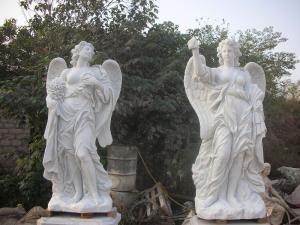Quality Garden Deco Life size Four angel marble statues,china marble sculpture supplier for sale