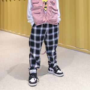 Quality 80cm To 110cm Black And White Plaid Pants Mosquito Proof Elastic Waist Boys Pants for sale