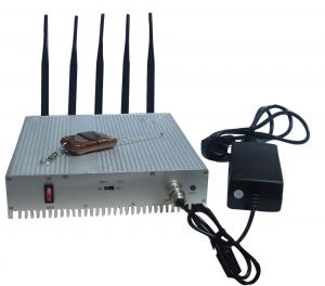 China Remote Control Cell Phone Signal Jammer / Power Adjustable Cell Signal Blocker Metal Shell on sale