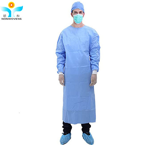Quality Isolation Disposable Surgical Gown Waterproof With Knit Cuff Waist Ties for sale