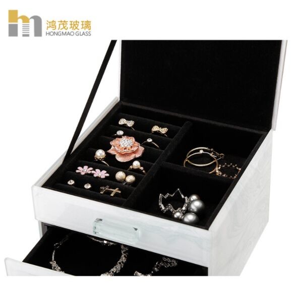 Quality Anti Scratch Jewelry Organizer Box / Glass Jewelry Box For Necklaces for sale