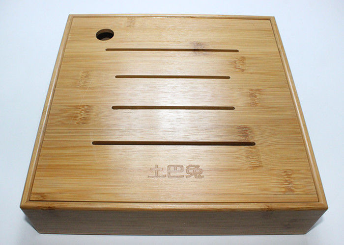 Quality Custom Square Gift Packaging Bamboo Display Box, Wooden Tea Storage Box With 4 Compartments And Lids for sale