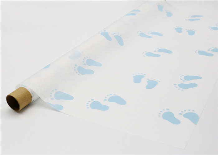 Quality Baby Blue Feet Printed Wax Paper Sheets Gift Wrap For Children Birthday for sale