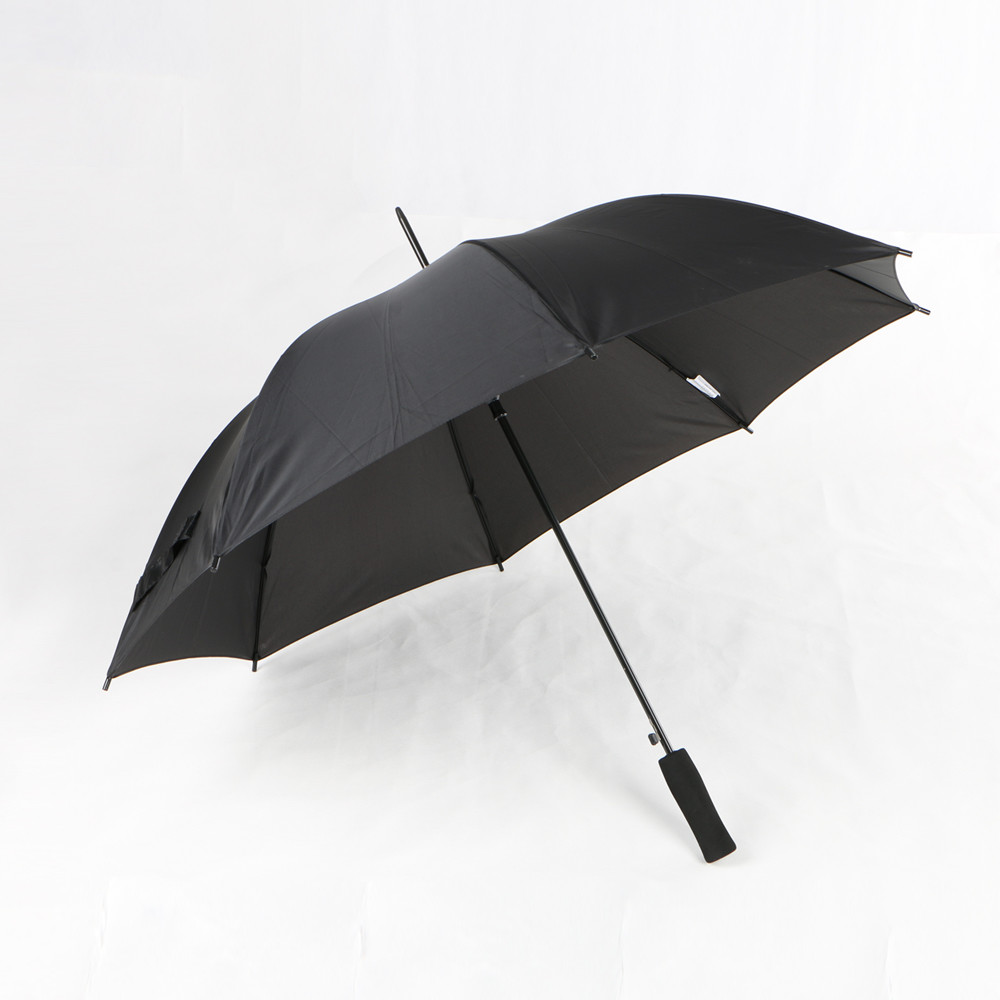 Junior Black Long Handle Umbrella , Full Size Compact Walking Stick Umbrella