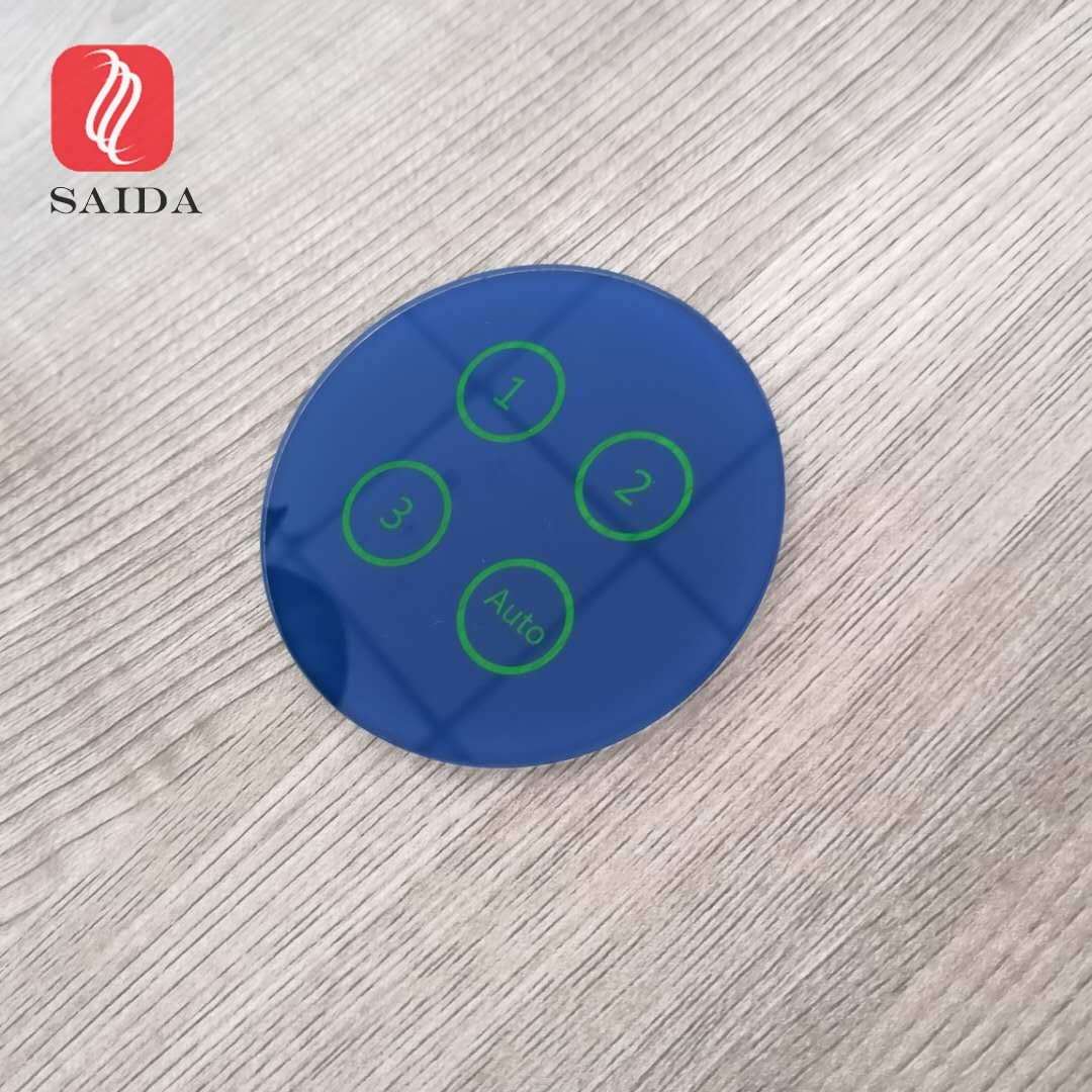 Quality 3mm clear tempered glass with blue color silk screen printed for transllucent LED lighting switch button for sale