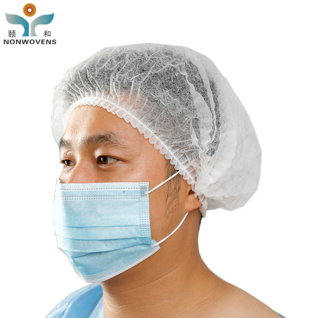Quality PP SMS Spunlace Fabric Disposable Hair Net Cap Surgeons Bouffant Clip Cap for sale