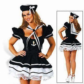 Quality Women's Halloween/Holiday Party Costume with Navy Design, Made of Cotton for sale