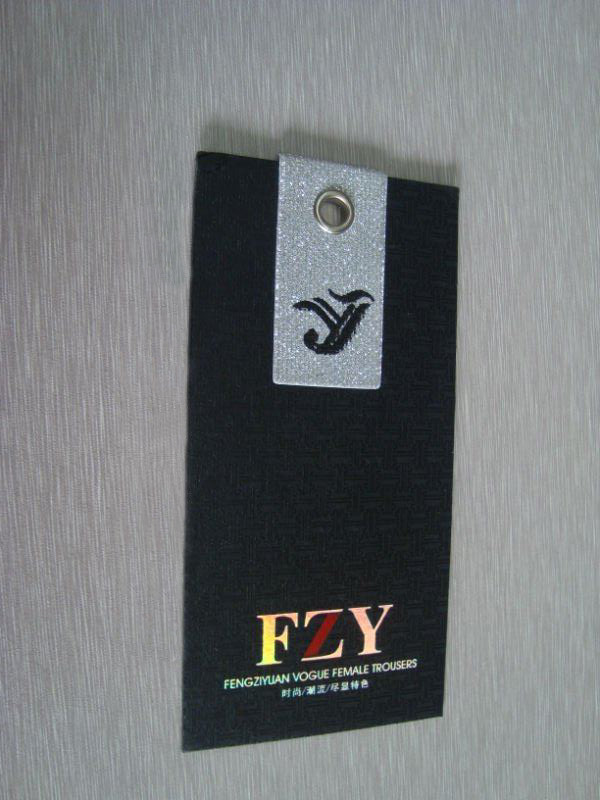 Quality custom luxury Jean hang paper tag with hologram logo and eyelet hole for sale