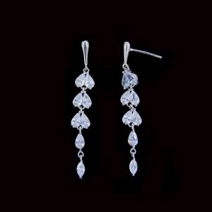 Quality Plating Gold Cubic Zirconia Drop Earrings Wedding With Color Stones for sale