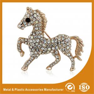 Quality Crystal Rhinestone Handmade Horse Brooches Jewellery Gold Plated for sale