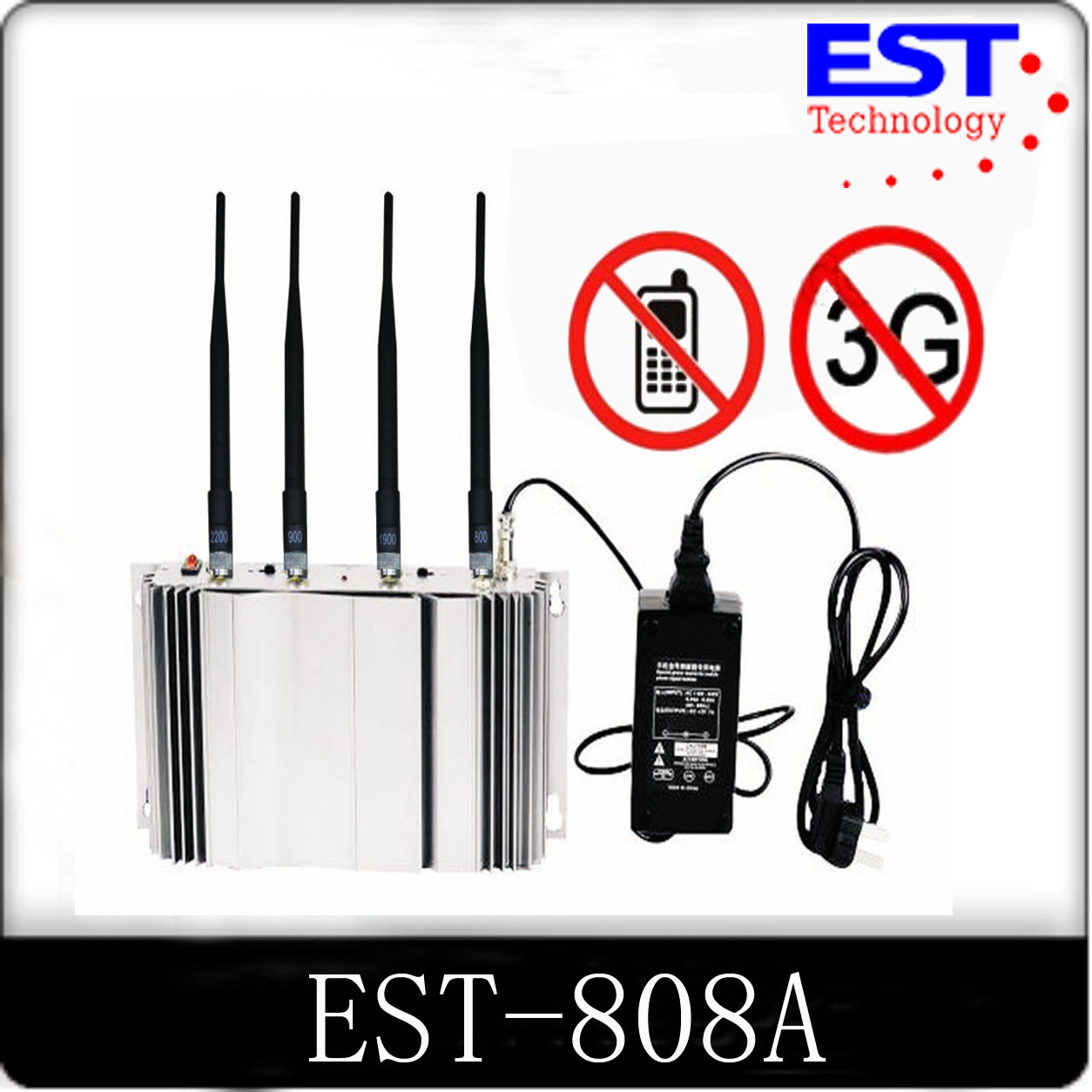 China 2G / 3G Cell Phone Signal Blocker Jammer High Frequency EST-808A on sale