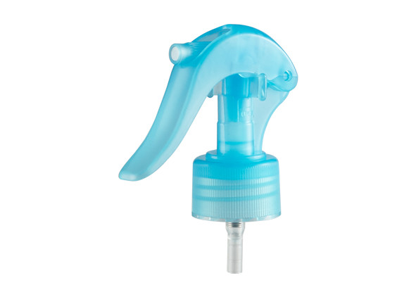 Quality 28/410 Mini Trigger Sprayer Transparent Blue With Ribbed Closure for sale