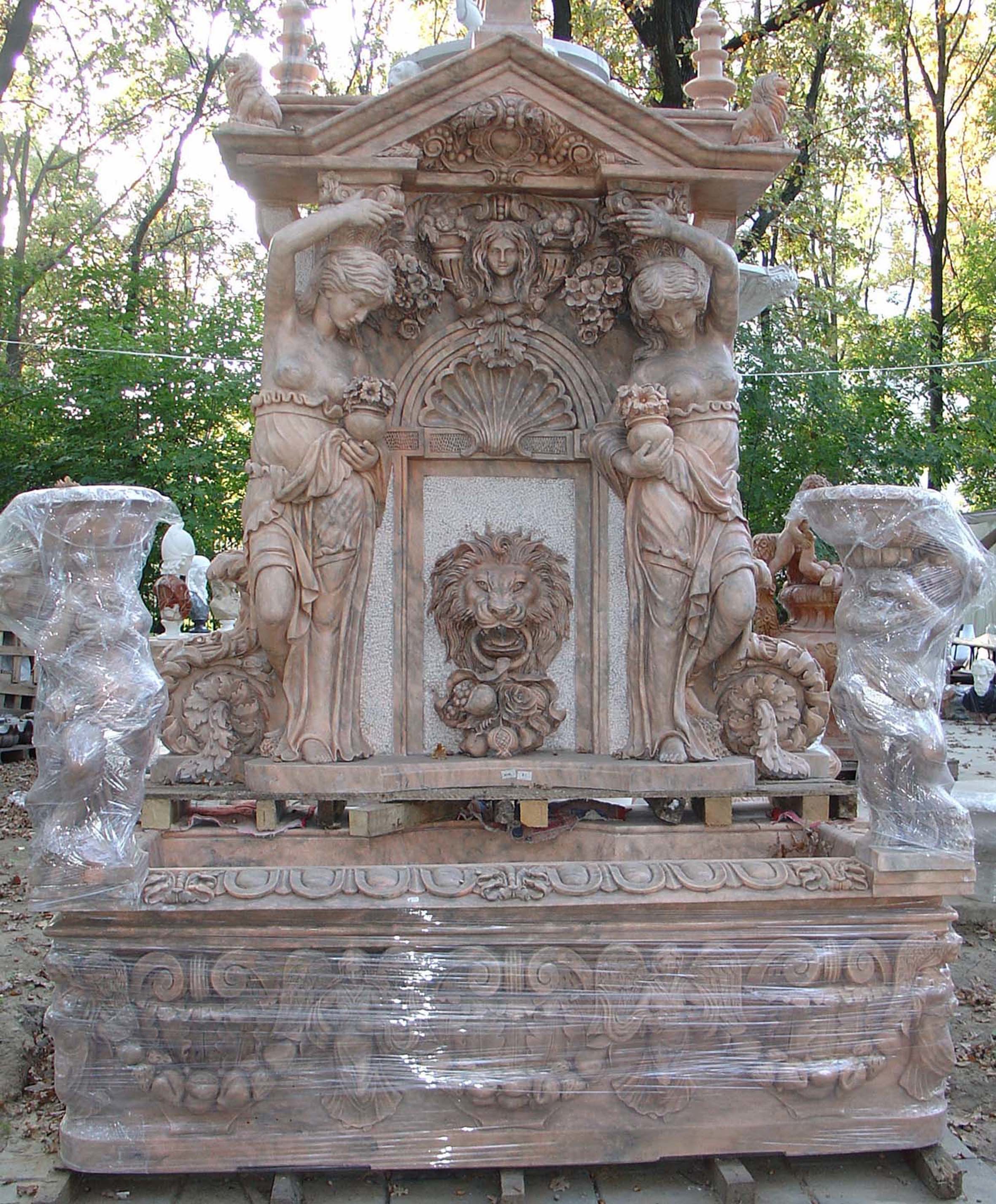 Quality Garden stone wall fountain carving statue water fountain ,stone carving supplier for sale