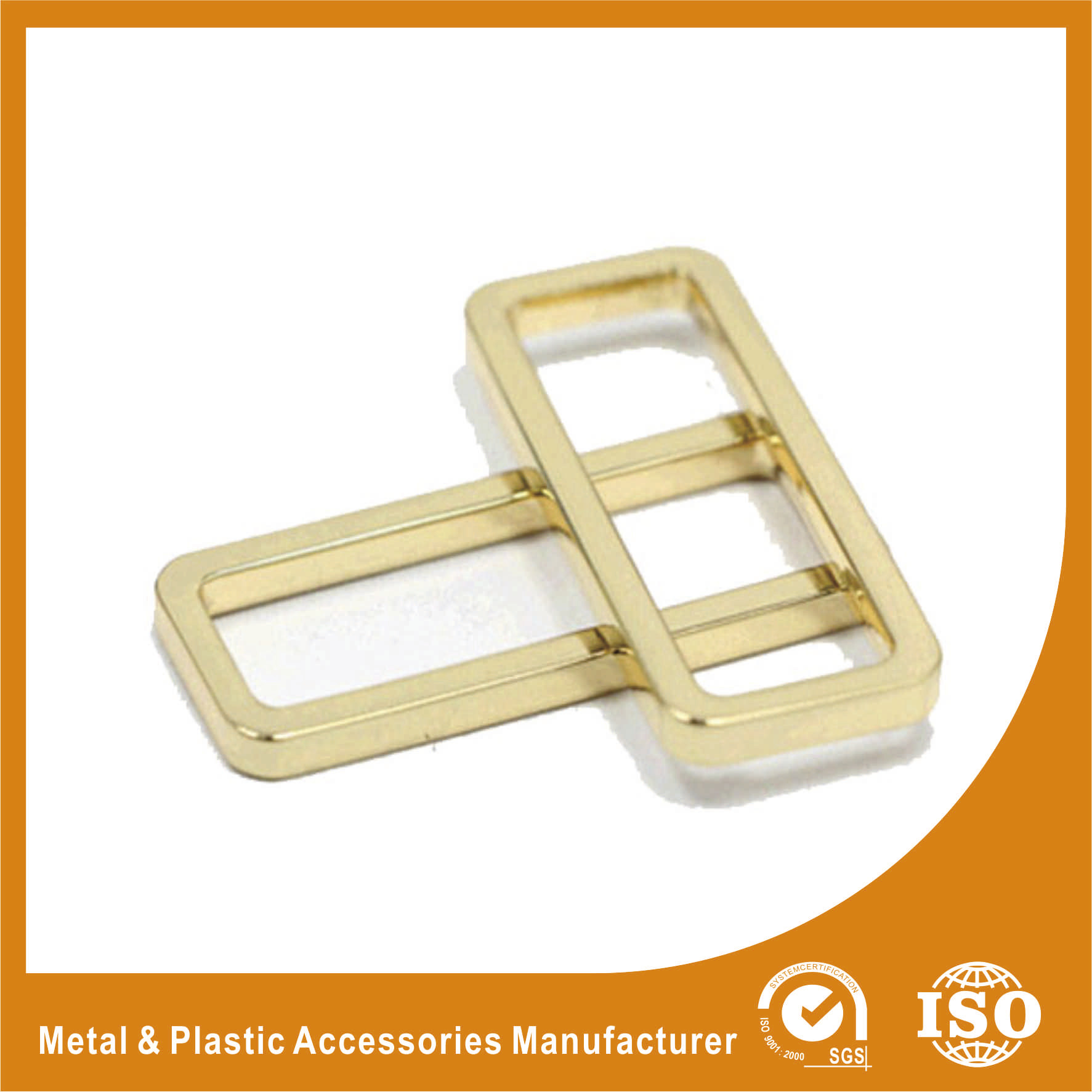 Quality Diameter 38X12.8X3.6MM Metal Ring Square Handbag Accessories Gold Color for sale