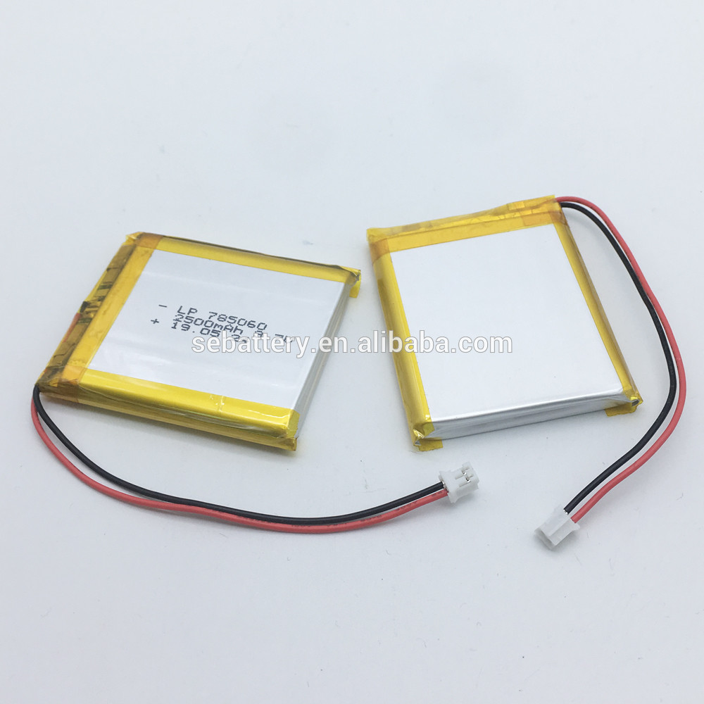 China SUN EASE CE and ROHS lithium polymer rechargeable battery 3 7v 785060 2500mAh on sale