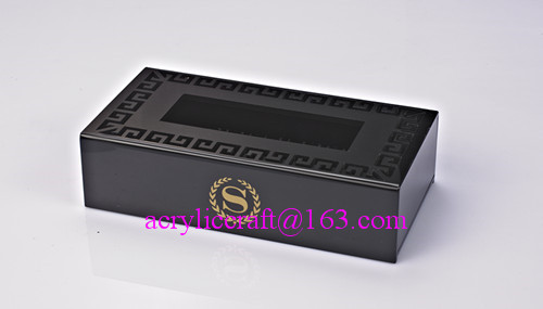 Quality Exquisite Black Acrylic Multinational Customized Tissue Box Hotel Tissue Holder for sale
