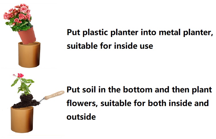 Rotational Stainless Steel Garden Pots Metal Flower Planter Mirror Finishing