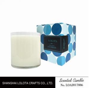 Quality Scented white bottle soy wax candle with blue color folding box for sale