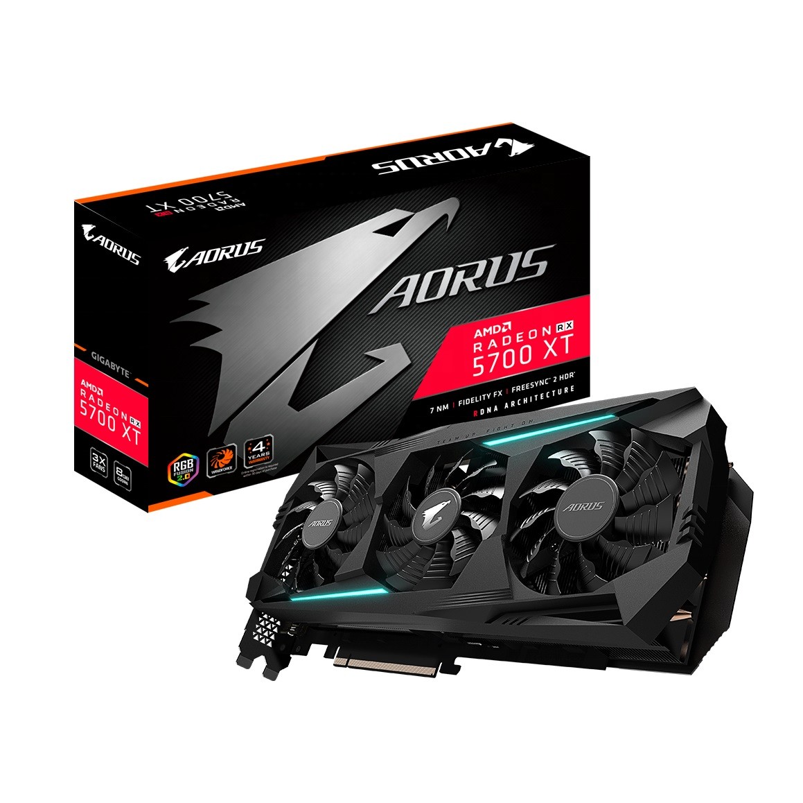 Buy 8pin Aorus AMD Radeon GAMING OC Graphics Card RX5700 XT 8G Video Card 256bit at wholesale prices
