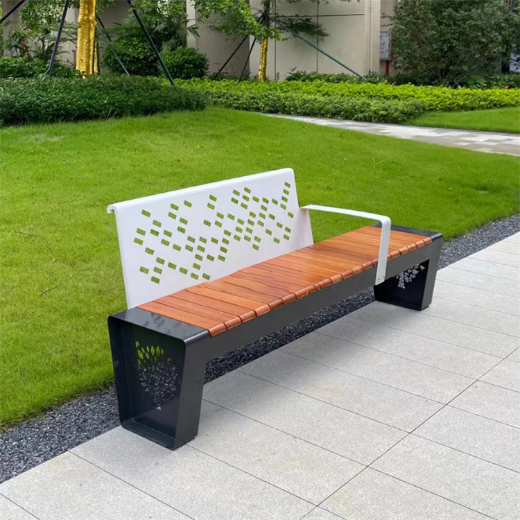 Quality Galvanized Steel Outdoor Metal Bench With Knocked Down Backrest for sale