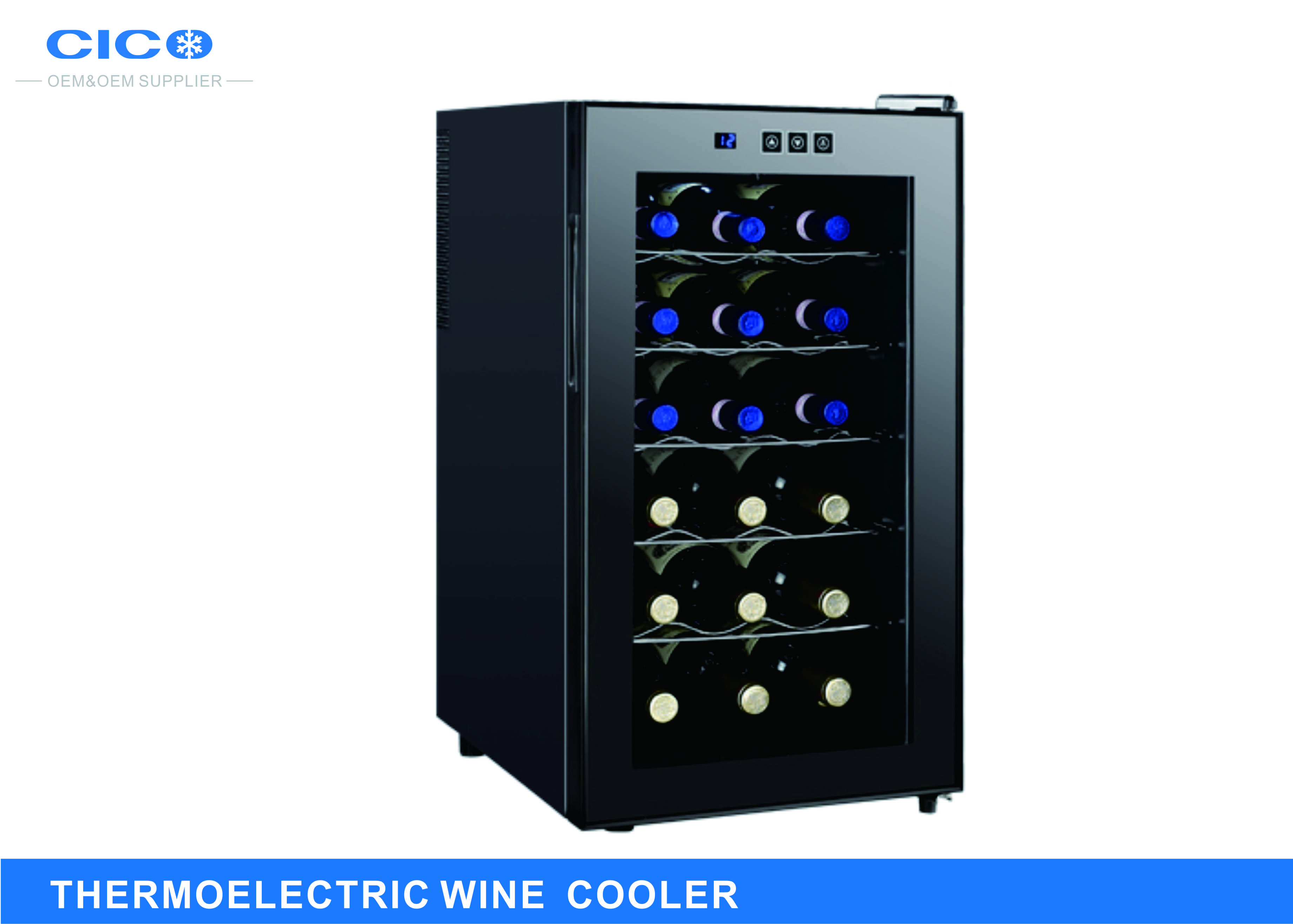 Freestanding 18 Bottle Thermoelectric Wine Cooler LED Temp Control