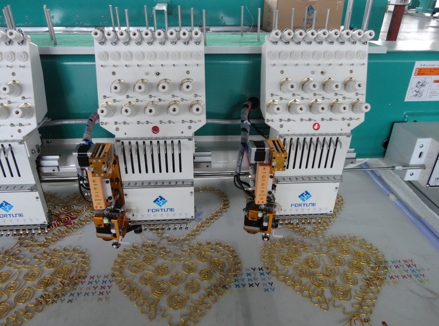Quality Six Heads Computerized Simple Cording Embroidery Machine/Mixed Embroidery Machines (Flat+Cording) for sale