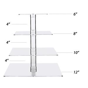 Quality 8x8 Inch 10x10 Inch Acrylic Dessert Stands Acrylic Square Cake Stand for sale