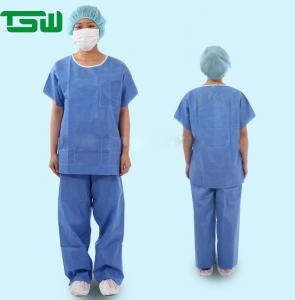 Quality Blue SMS  70gsm Disposable Scrub Shirts And Pants for sale