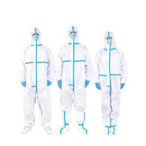 Quality White PE Disposable Protective Suits Clothing Nonwoven Safety Hooded Coverall for sale