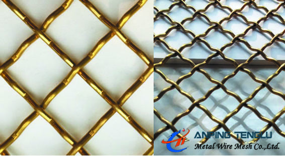 Quality Copper & Brass Crimped Wire Mesh, Used as Decorative Mesh in Building for sale
